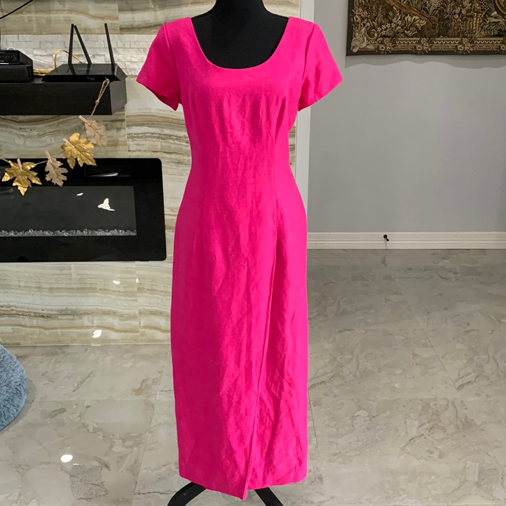 Kamisato Hot Pink Short Sleeve‎ Maxi Dress. Size 8